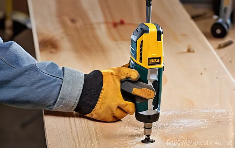 전동 공구 초보자 가이드 - **Prompt: "Safety First: A Diligent DIYer in an Organized Workshop"**
    A focused, young adult (we...