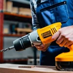 전동 공구 사용 시 흔한 실수 - Here are three detailed image generation prompts in English, focusing on power tool safety and works...