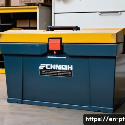전동 공구 도난 방지 방법 - A rugged, heavy-duty steel toolbox with reinforced locks and tamper-resistant hinges, securely bolte...