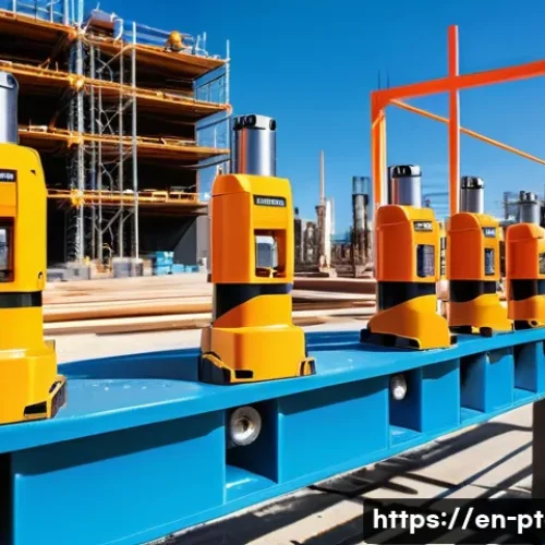 전동 공구 수출입 동향 - A high-tech cordless power drill set in a modern outdoor construction site, featuring sleek lithium-...