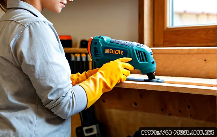 전동 공구 여성 사용자 추천 제품 - Photorealistic home workshop scene featuring an adult woman confidently using a compact cordless dri...